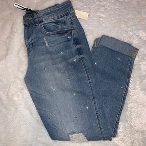 girlfriend jeans with pearls